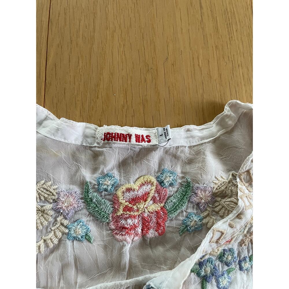 Johnny Was short sleeve hi-low blouse top L - Picture 2 of 4